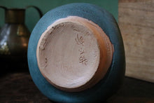 Load image into Gallery viewer, Katō Usuke Japanese Seto Studio Pottery Hanaire Vase - Blue Bronze Glaze - Signed Tomobako
