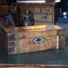 Load image into Gallery viewer, Large Mid-19th Century Burr Walnut Writing Slope – Brass Bound Campaign Lap Desk – c.1840–1860
