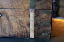 Load image into Gallery viewer, Large Mid-19th Century Burr Walnut Writing Slope – Brass Bound Campaign Lap Desk – c.1840–1860

