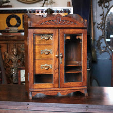 Load image into Gallery viewer, Antique Oak Smokers Cabinet c.1900 – Edwardian Tobacco Pipe Cabinet – Glazed Doors &amp; Drawers
