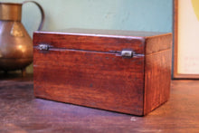 Load image into Gallery viewer, Antique Mahogany Tea Caddy Dated 1844 – Twin Compartment Victorian Presentation Box
