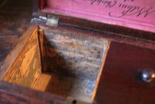 Load image into Gallery viewer, Antique Mahogany Tea Caddy Dated 1844 – Twin Compartment Victorian Presentation Box
