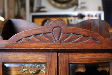 Load image into Gallery viewer, Antique Oak Smokers Cabinet c.1900 – Edwardian Tobacco Pipe Cabinet – Glazed Doors &amp; Drawers
