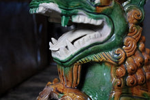 Load image into Gallery viewer, Antique Chinese Sancai Glazed Pottery Qilin Dragon Roof Tile – Large Architectural Mythical Beast - Foo Dog
