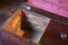 Load image into Gallery viewer, Antique Mahogany Tea Caddy Dated 1844 – Twin Compartment Victorian Presentation Box
