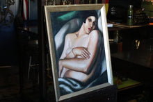 Load image into Gallery viewer, Vintage Oil Painting After Tamara de Lempicka – The Dream 1927 – Art Deco Reclining Nude – 57 x 47 cm
