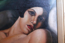 Load image into Gallery viewer, Vintage Oil Painting After Tamara de Lempicka – The Dream 1927 – Art Deco Reclining Nude – 57 x 47 cm

