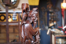 Load image into Gallery viewer, Large Antique Chinese Carved Hardwood Fisherman Sculpture - 55cm - Oriental Folk Art Statue

