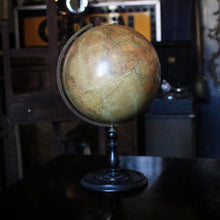 Load image into Gallery viewer, Antique 1920s Geographia 12 Inch Terrestrial Globe - 1925 British World Globe - Ebonised Wooden Stand
