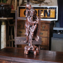 Load image into Gallery viewer, Large Antique Chinese Carved Hardwood Fisherman Sculpture - 55cm - Oriental Folk Art Statue
