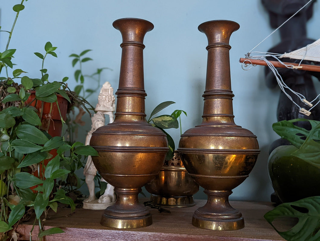 Pair of Eastern Metalware Vases