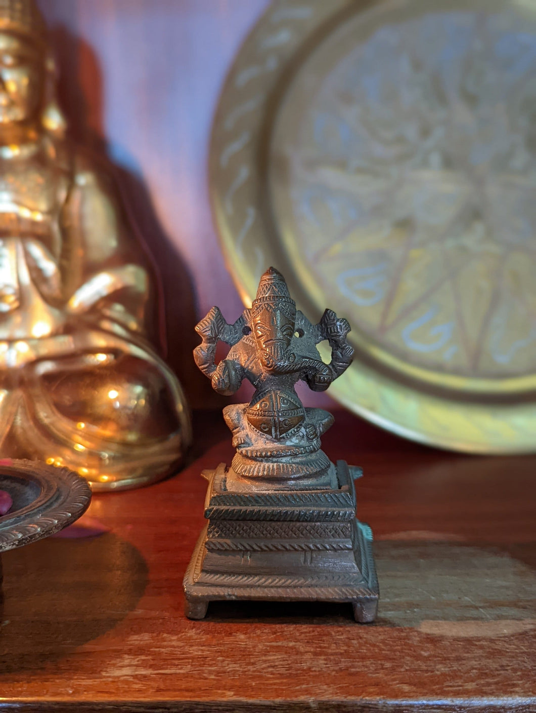 Small Indian Bronze Statue of Hindu Deity Ganesh