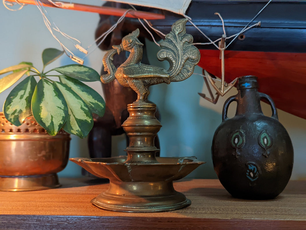 Antique Indian Bronze Deccan Oil Lamp