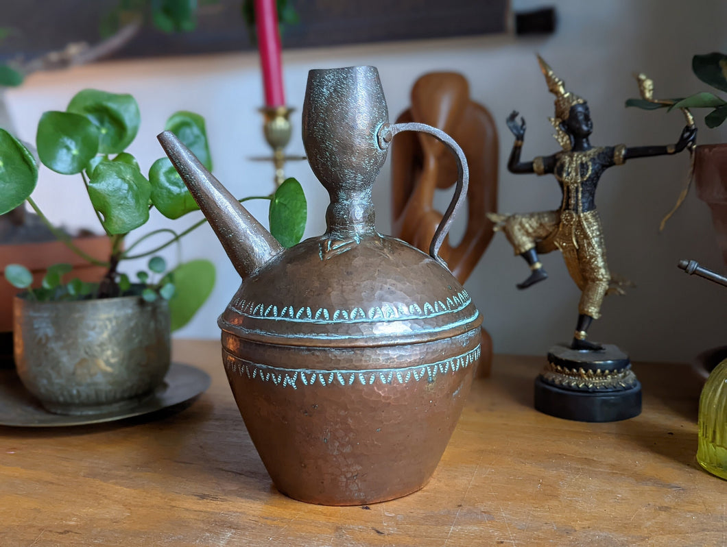 Antique Mughal Indian Copper Atfaba Ewer
