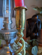 Load image into Gallery viewer, Pair of Antique Brass Twirl Candlesticks
