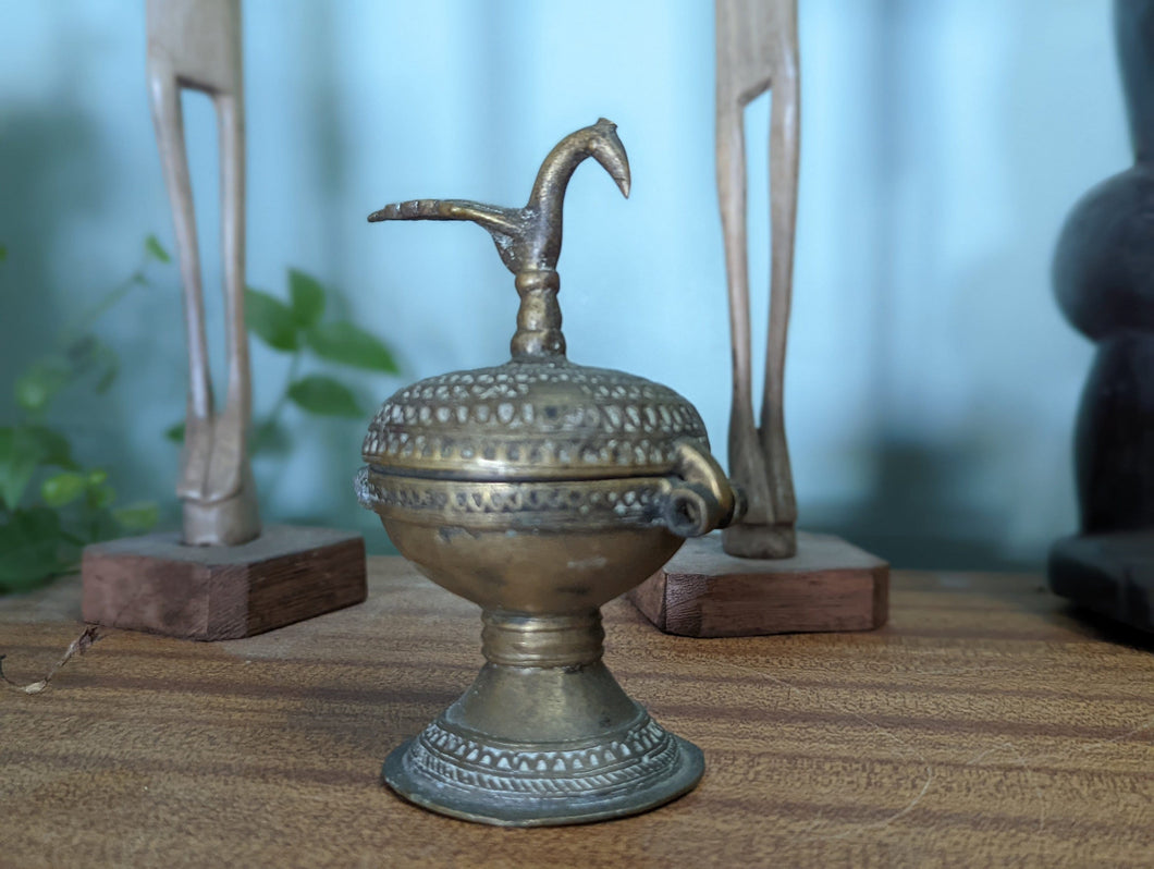 Antique Mughal Indian Bronze Hamsa Bird Betal / Tobacco Container