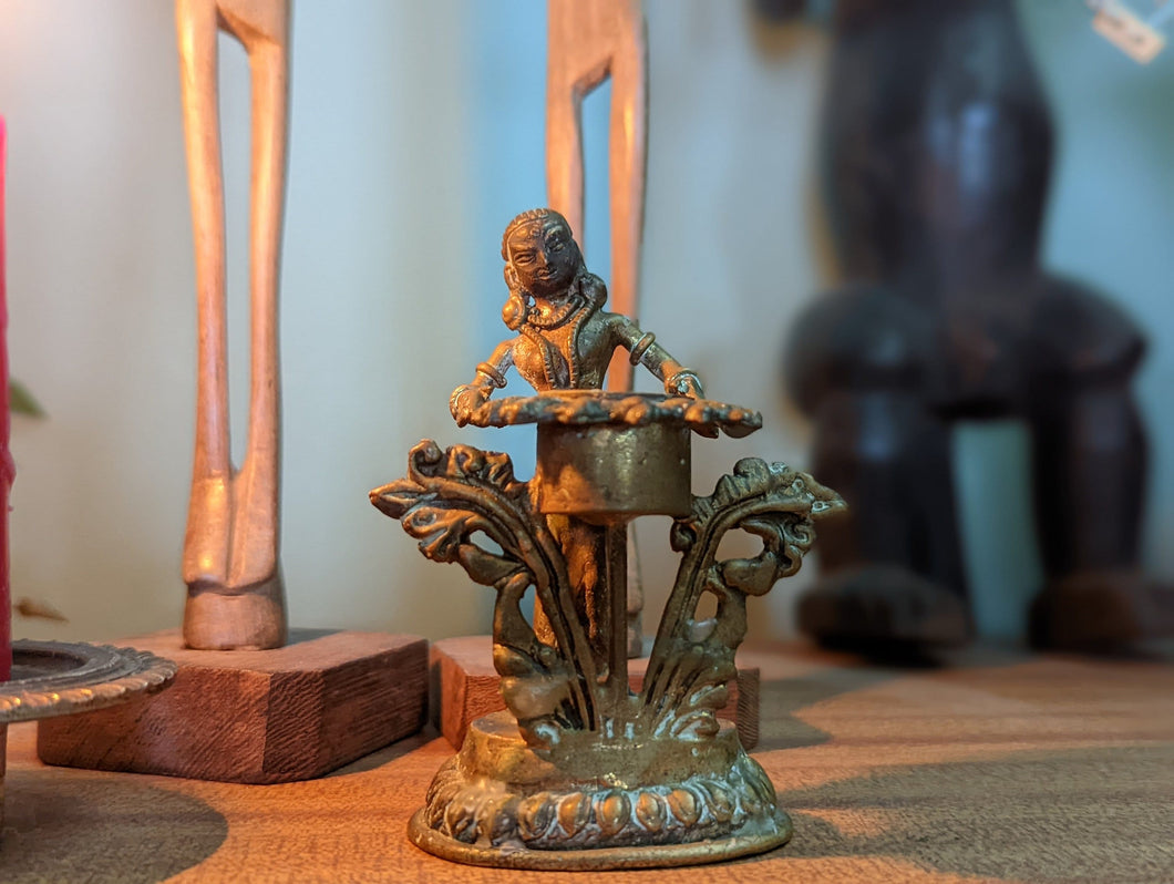 Antique Indian Bronze Candle Holder