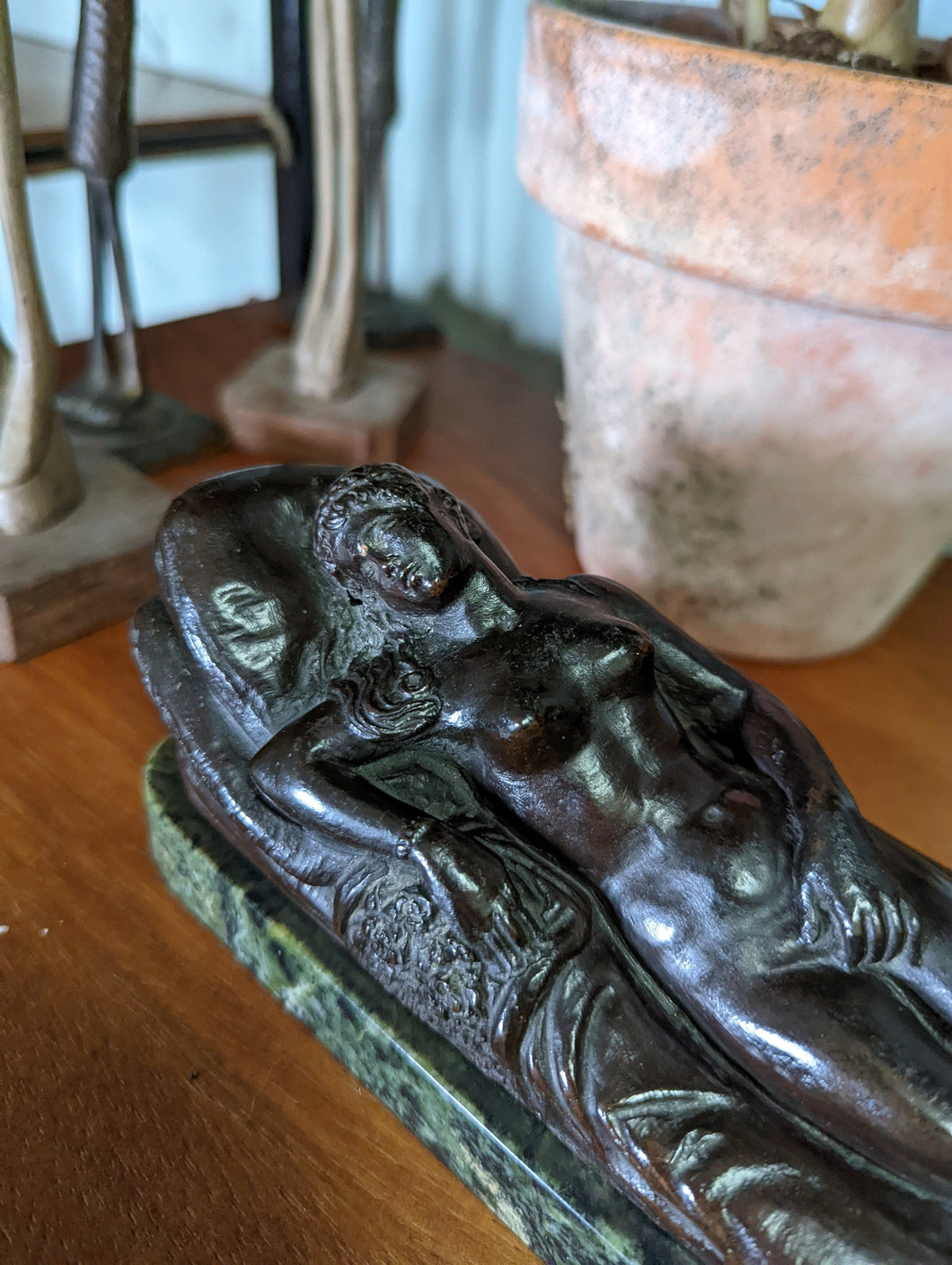 Art Nouveau Bronze Sculpture of Nude Woman