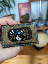 Load image into Gallery viewer, Antique Brass Trinket Box With Pietra Dura Medallion
