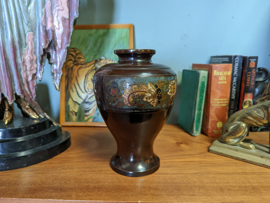 Japanese Chambleve Bronze and Cloisonné Vase