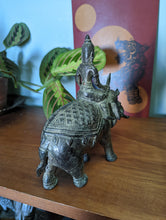 Load image into Gallery viewer, 1950&#39;s Thai Bronze Statue of A Warrior Riding an Elephant
