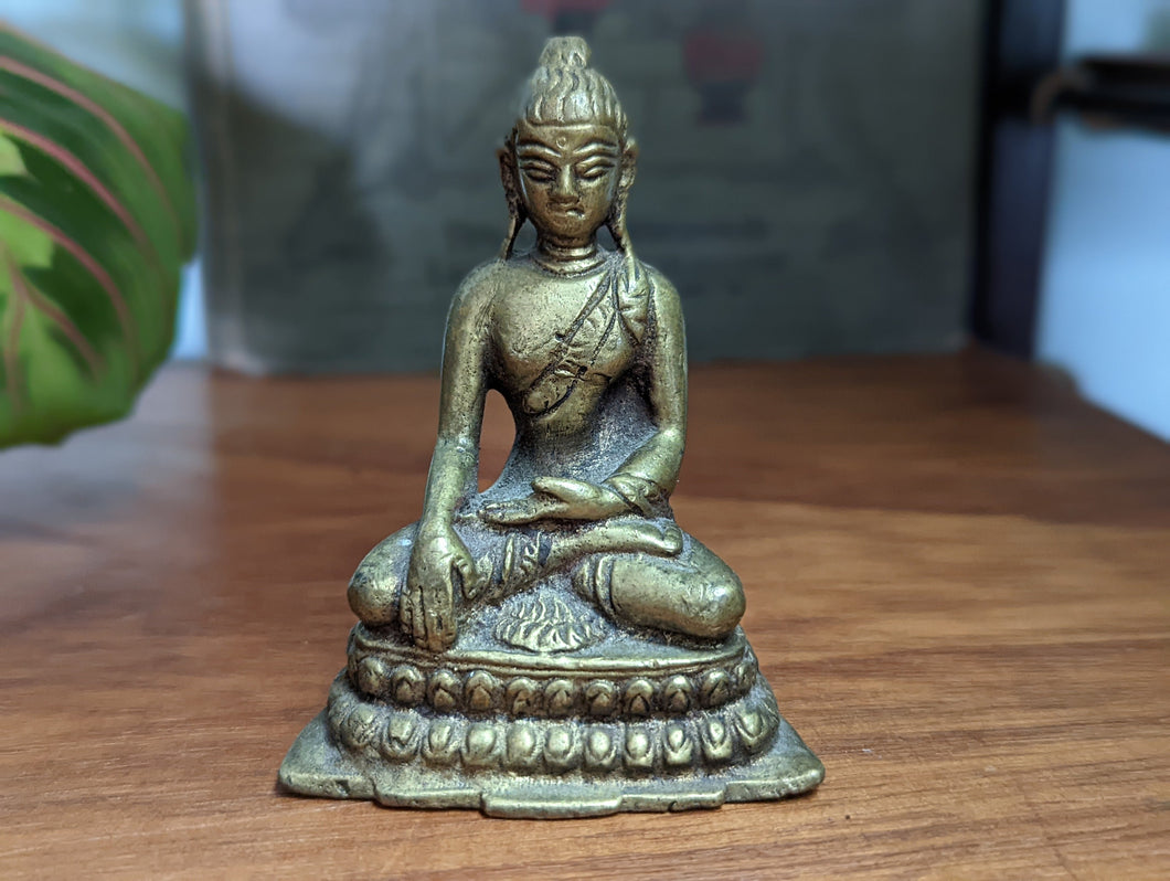 Vintage Tibetan Brass Cast Statue of Buddha