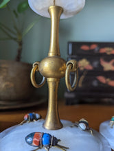 Load image into Gallery viewer, A pair of early 20thC Continental brass and marble candlesticks
