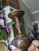 Load image into Gallery viewer, Pair of Bronze Japanese Meiji Candle Sticks
