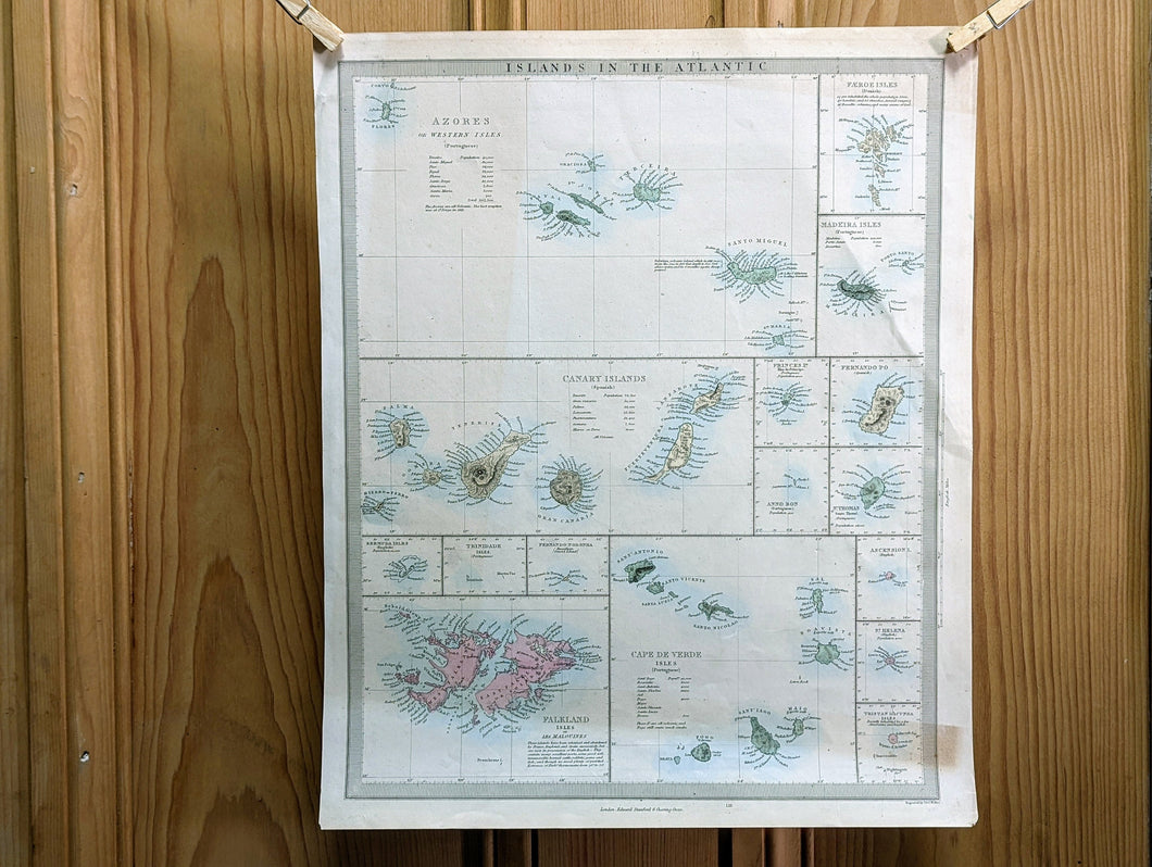 1836 S.D.U.K. Map of the Islands in the Atlantic Ocean