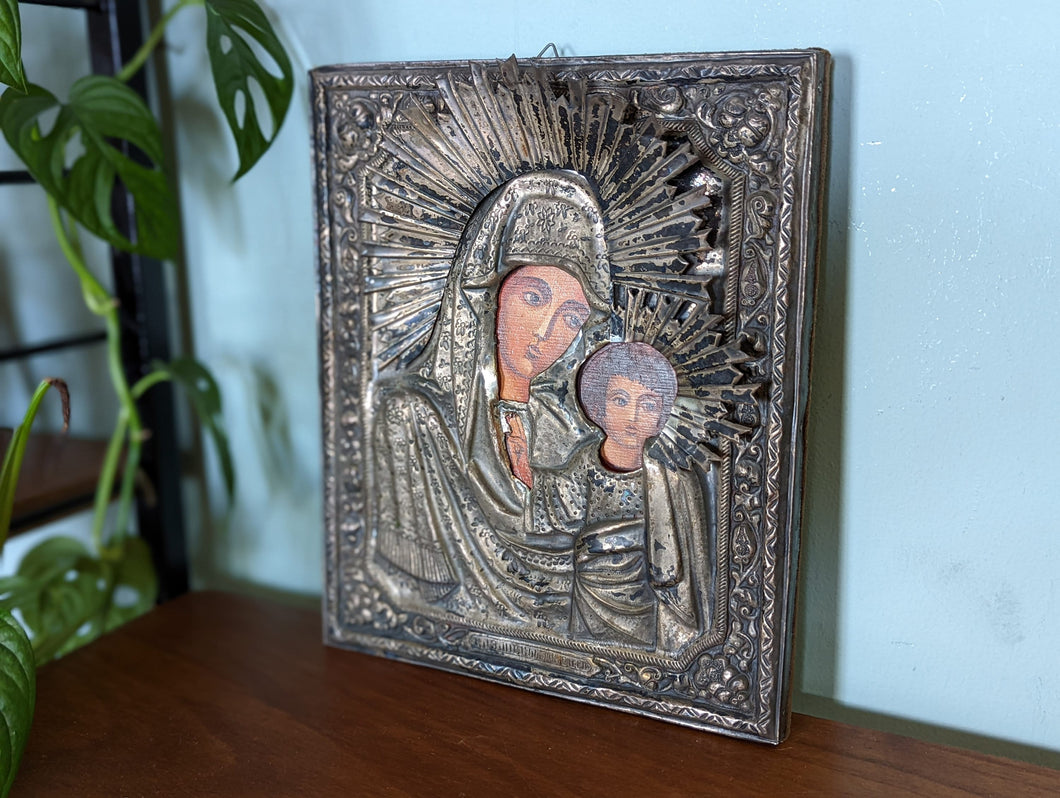 Antique Russian Icon Oil Painting of 