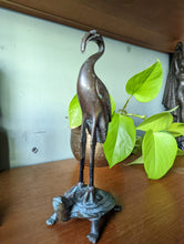 Load image into Gallery viewer, Japanese Bronze Figure of a Crane on a Turtle, 19th Century
