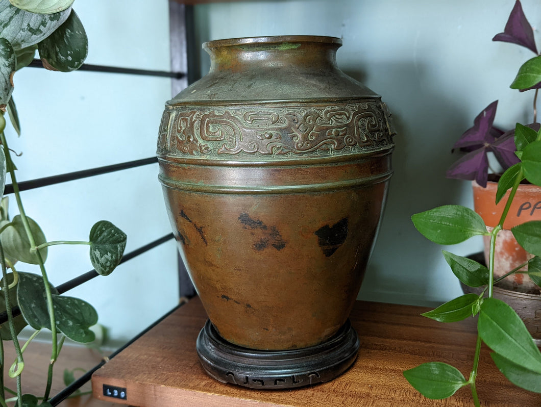 Antique Japanese Meiji Period Bronze Vase