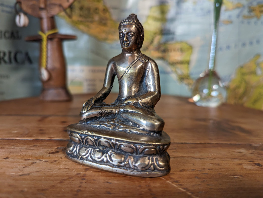 Vintage Tibetan Gold Gilded Cast Statue of Buddha
