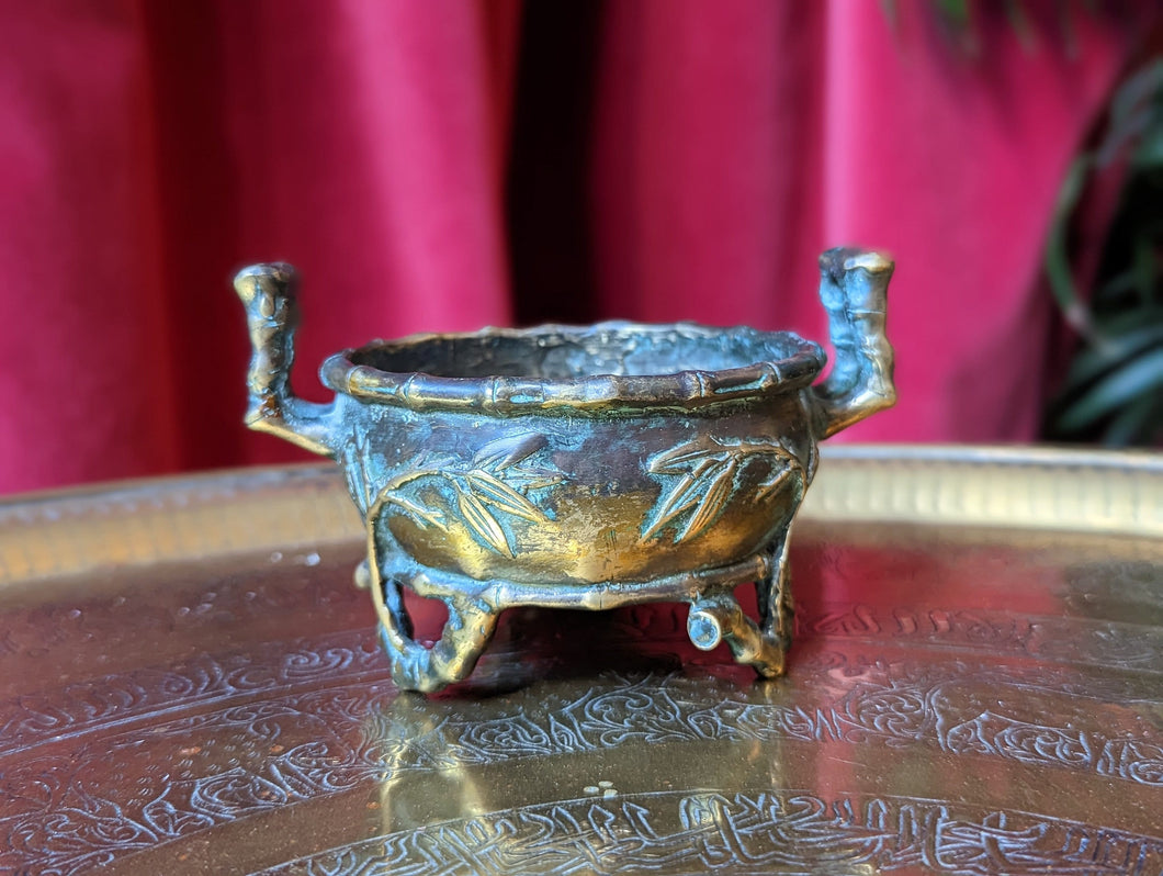 Antique Chinese Bronze Bamboo Effect Censer