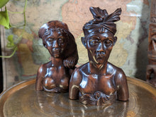 Load image into Gallery viewer, Mid Century Pair of Balinese Bust Carvings by A.A.Faimah
