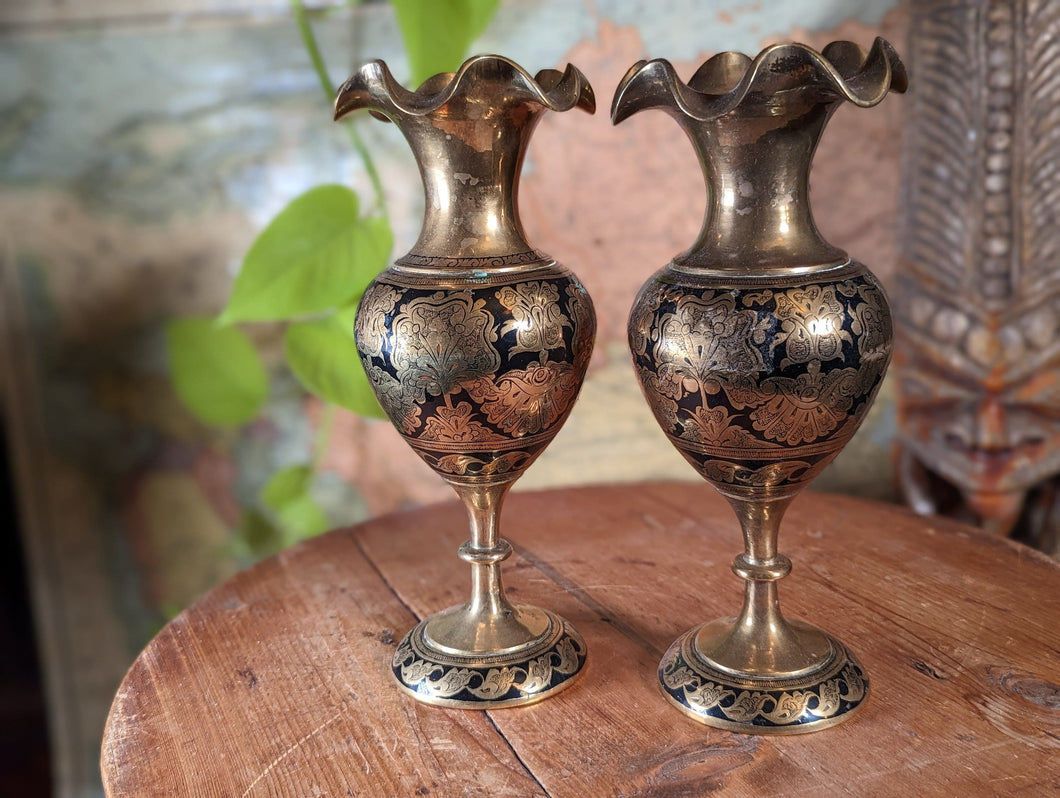 Pair of vintage Indian Brass Vases