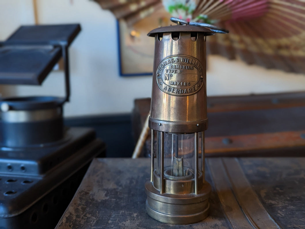 Antique Brass Miners Safety Lamp