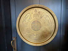 Load image into Gallery viewer, Brass Islamic Plate / Charger With Inlaid Copper and Silver - Mamluk Revival
