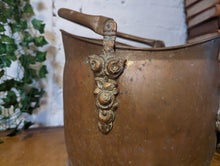 Load image into Gallery viewer, Vintage English Brass Helmet Coal Scuttle
