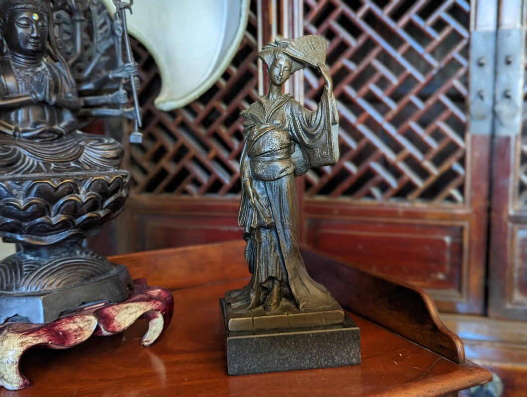Vintage Japanese Bronze Geisha Statue