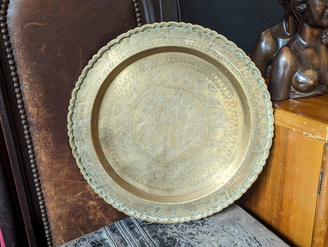 Large Vintage Indian Brass Charger / Tray