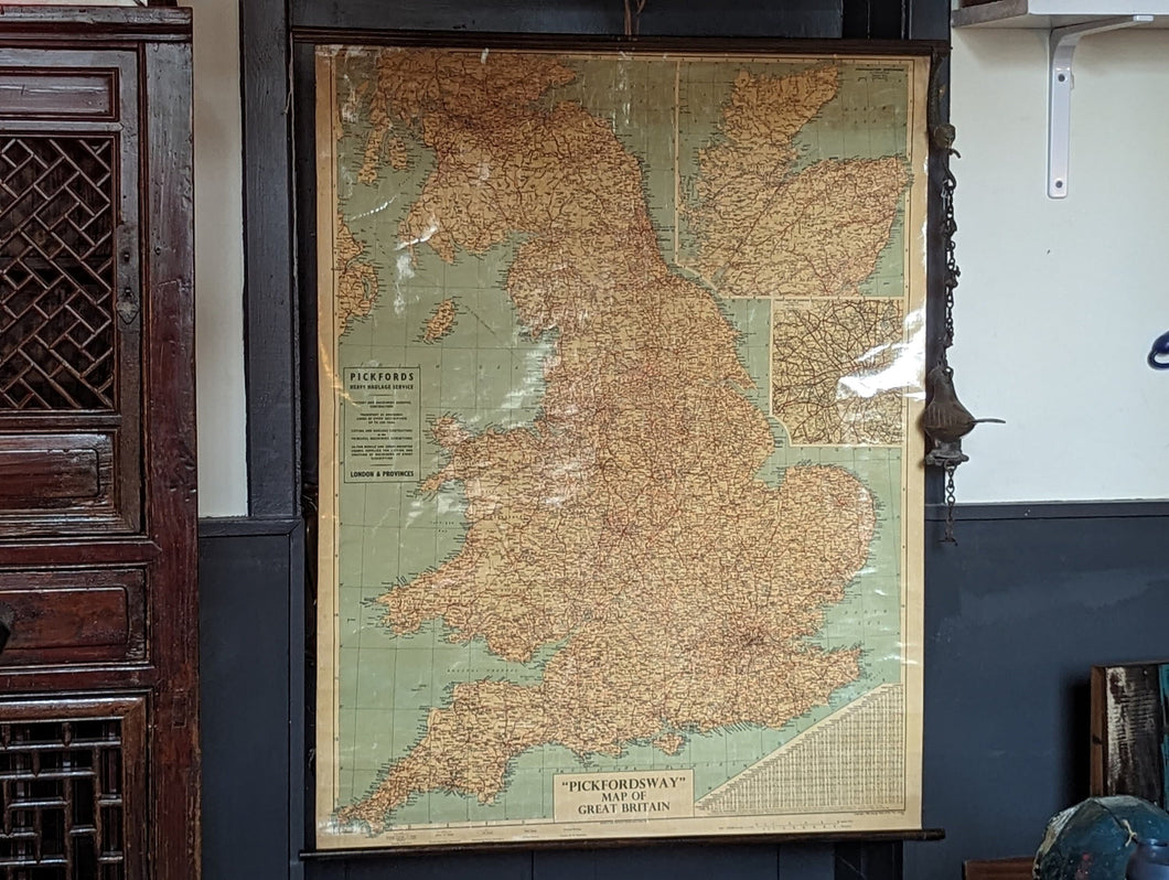 Large 1950's Wall Chart / Map of the UK