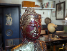 Load image into Gallery viewer, Gilded Teak Burmese Buddha From Mandalay - 19thC
