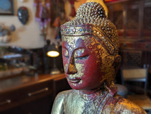 Load image into Gallery viewer, Gilded Teak Burmese Buddha From Mandalay - 19thC
