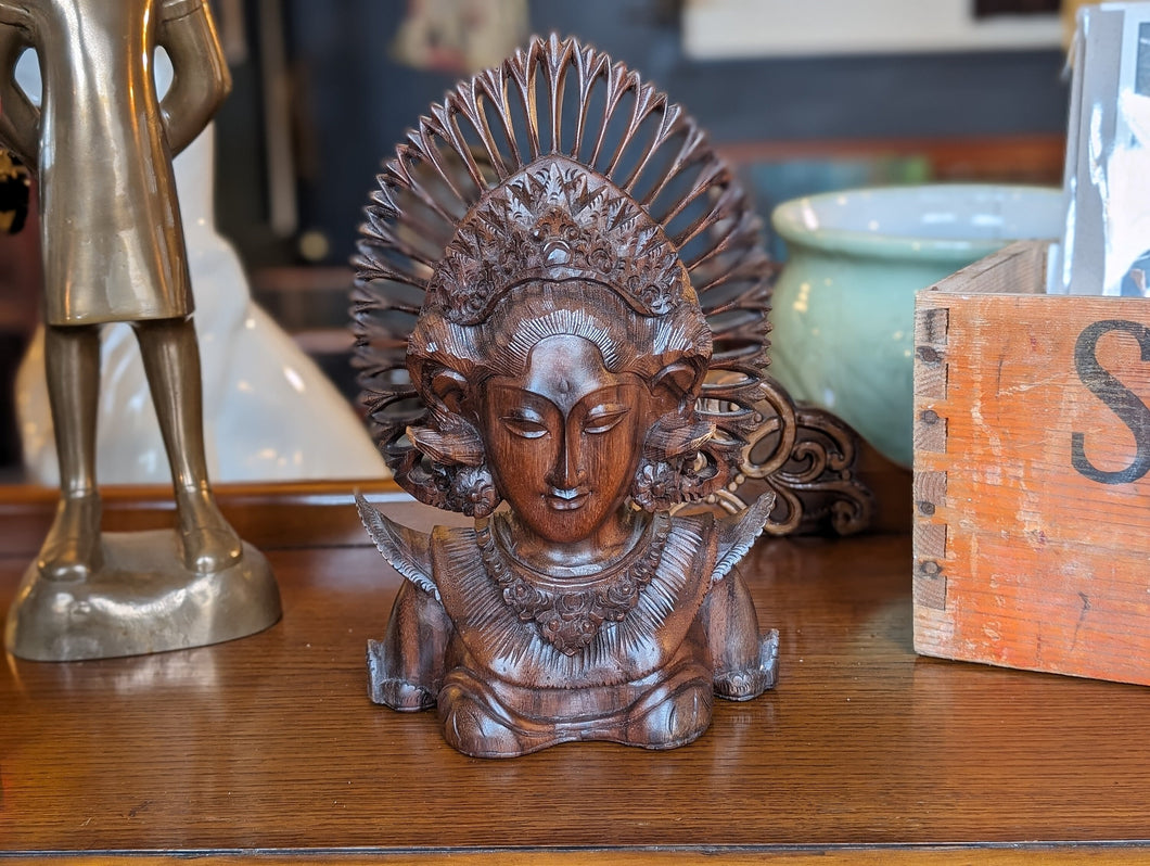 Balinese Janger Singer Carved Bust Sculpture