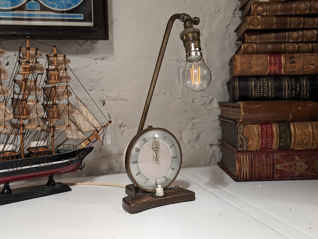 Pifco Timeside Vintage Brass Alarm Clock /  Lamp