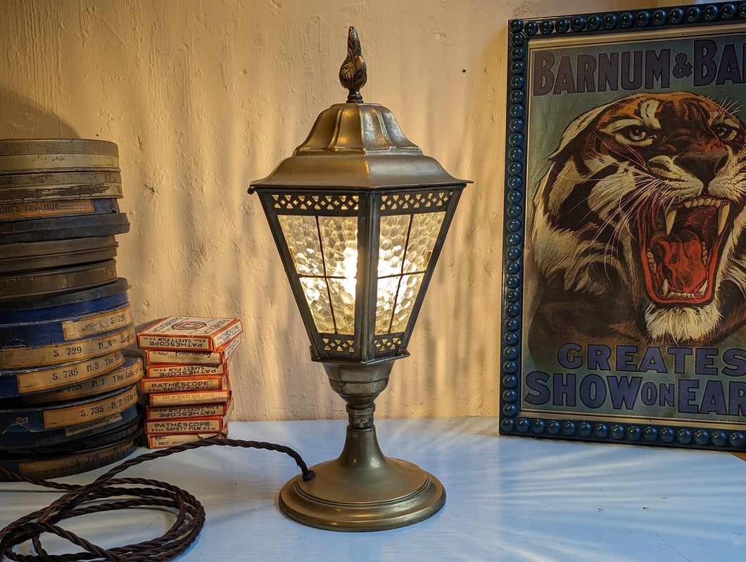 Vintage Brass Lantern Table Lamp - Rewired