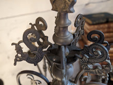 Load image into Gallery viewer, Antique Flemish 8 Arm Brass Chandelier
