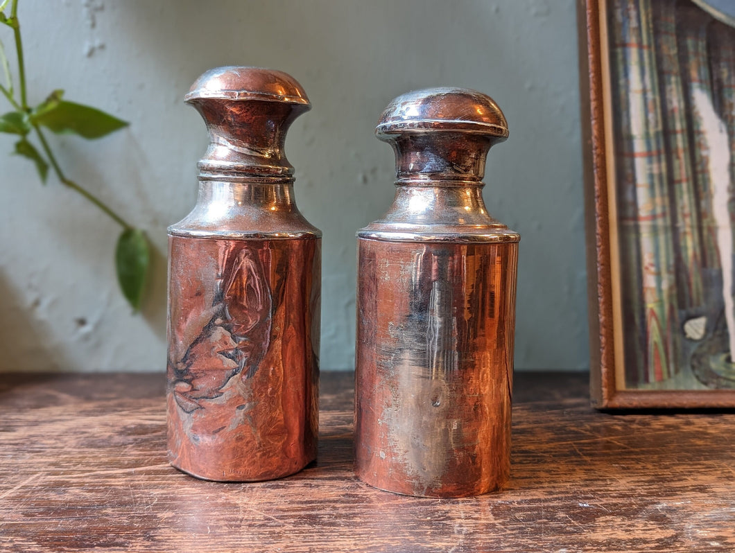 Pair Of Antique Indian Tinned Copper Containers