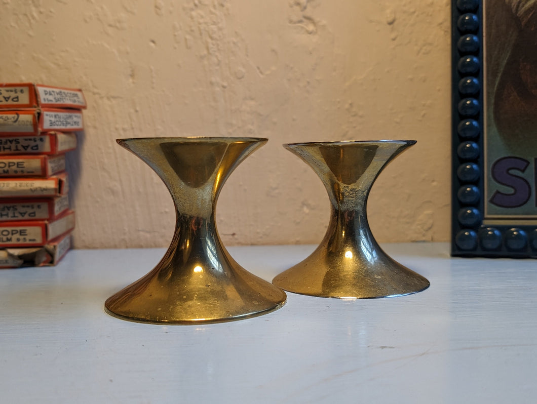 Pair of Vintage Gold Plated Candle Stick Holders